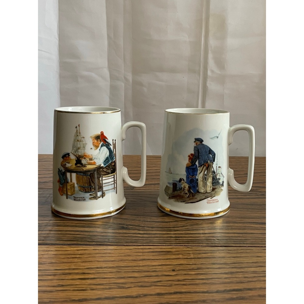 Norman Rockwell Mugs set of 2 Vintage